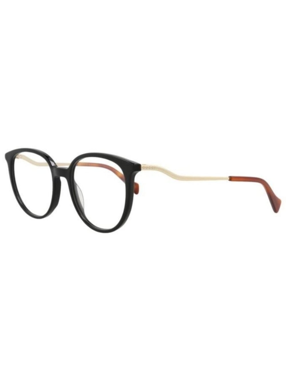 New Gucci Womens Round/Oval Black Gold Transparent Fashion Designer Eyeglasses